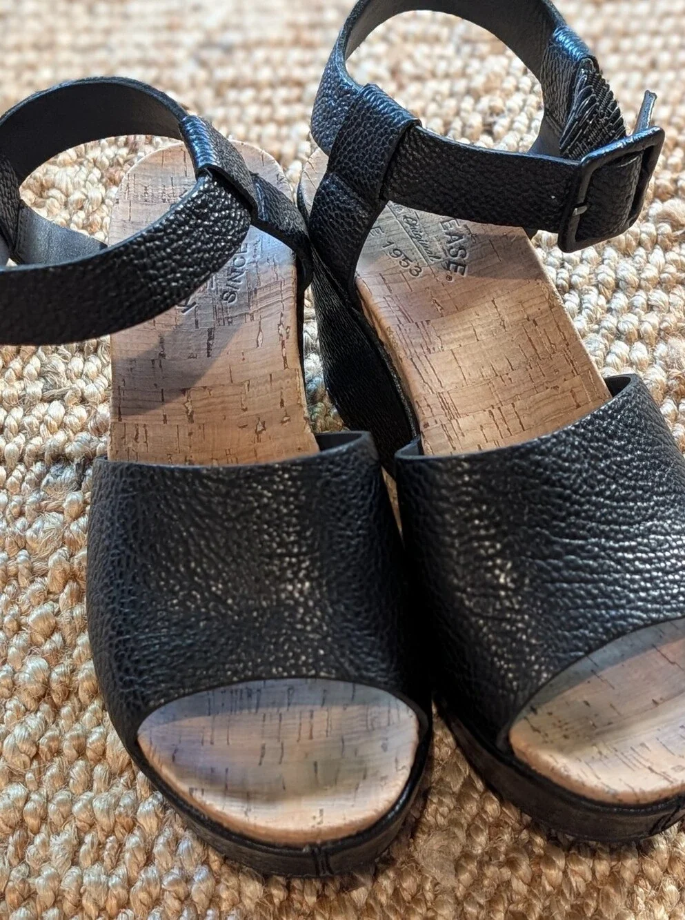 Kork Ease Women’s Black Faux Leather Ankle Strap Wedges - Cool & Comfortable 😎